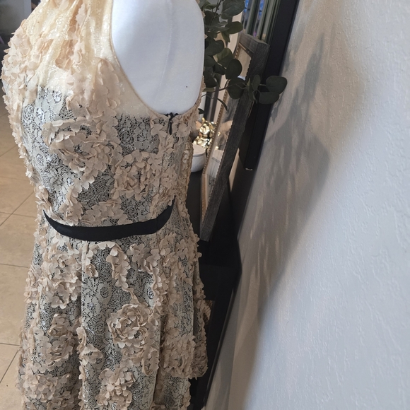 Lulu's Cream and Black One-Shoulder Mini Dress Size M - Picture 2 of 7